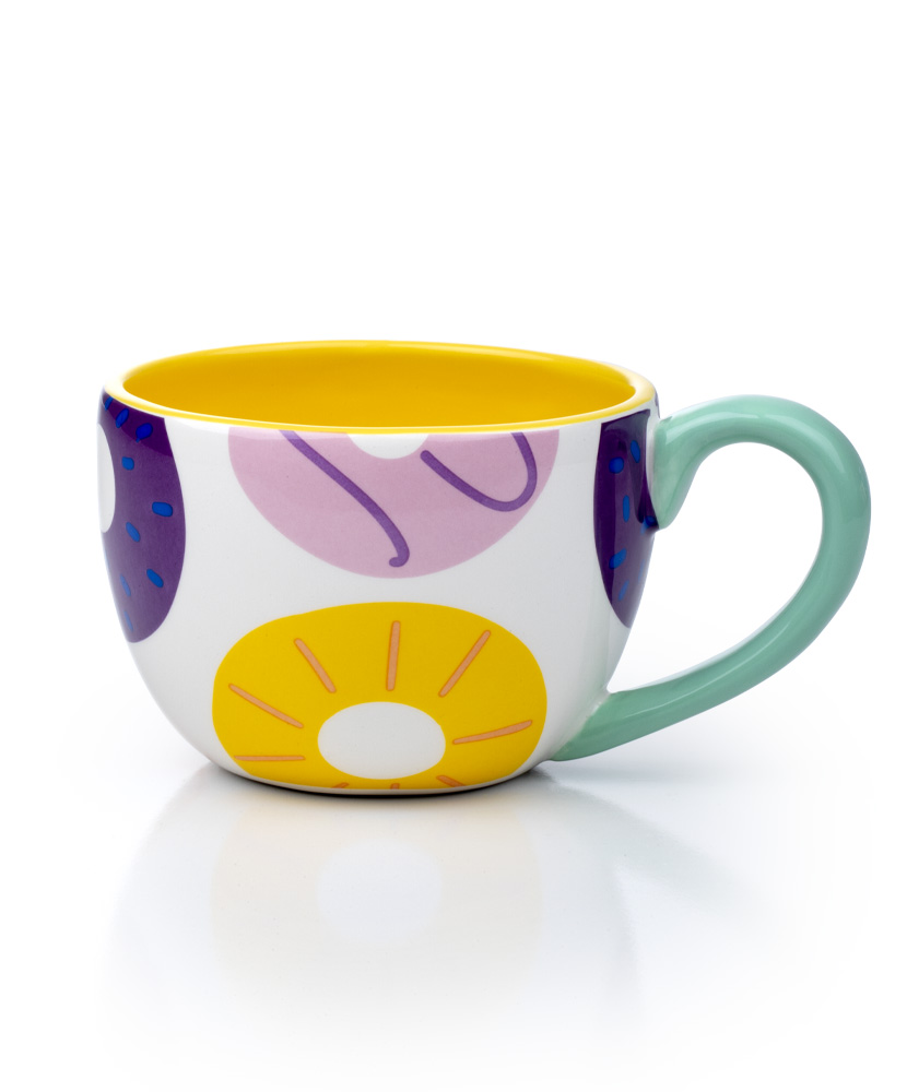 Colorful Donuts Ceramic Latte Mug by Coton Colors